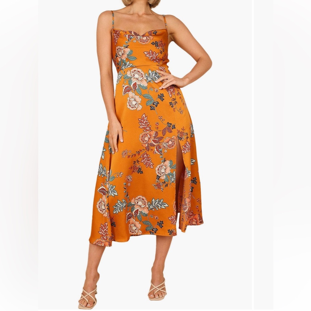 Petal+Pup Alejandra Floral Print Midi Dress - Orange